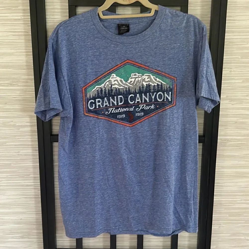 Prarie Mountain heathered blue Grand Canyon mountain T-shirt size M cotton poly
